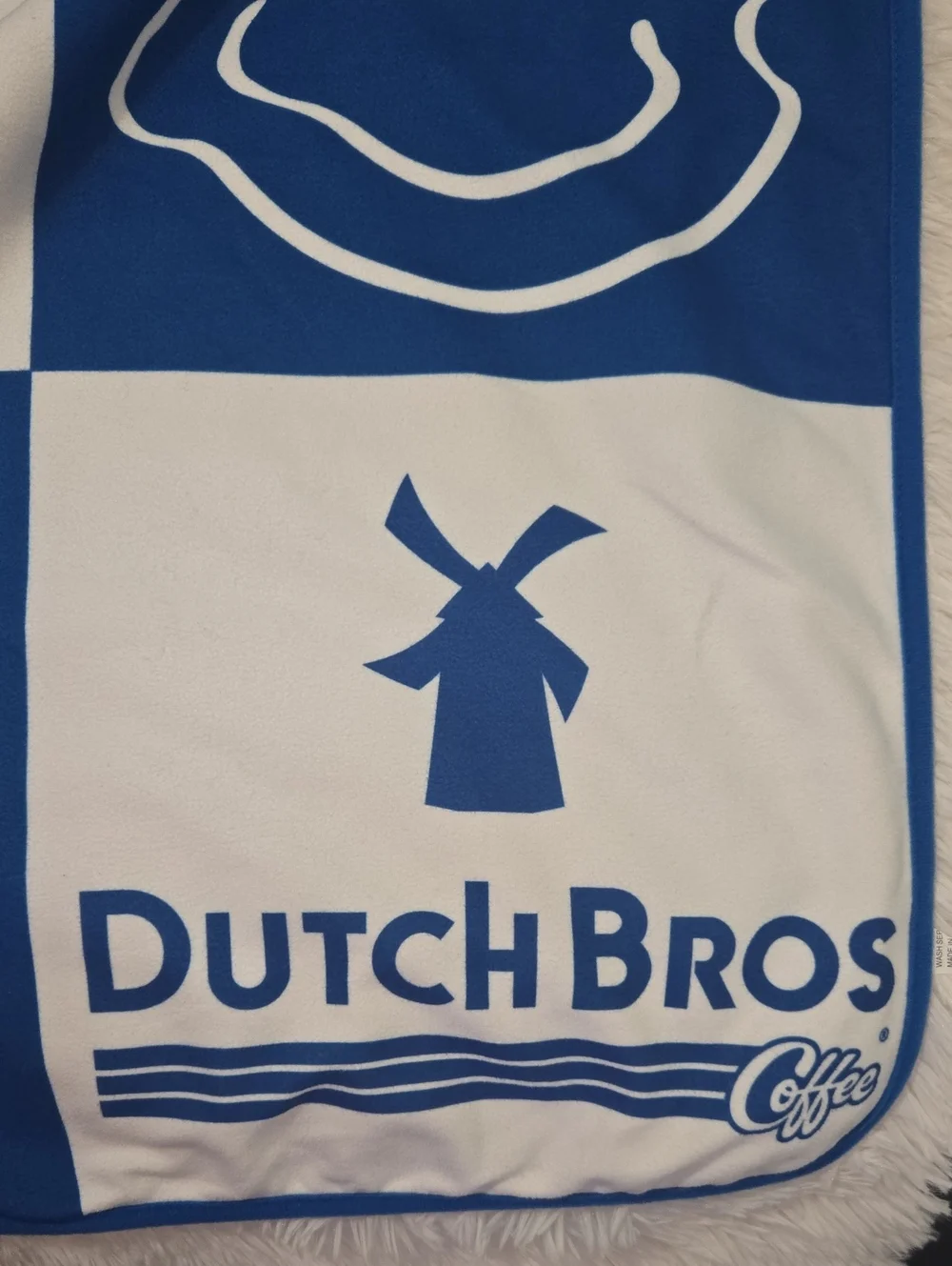 Dutch Bros Blanket Blue and White Checkered Throw Blanket